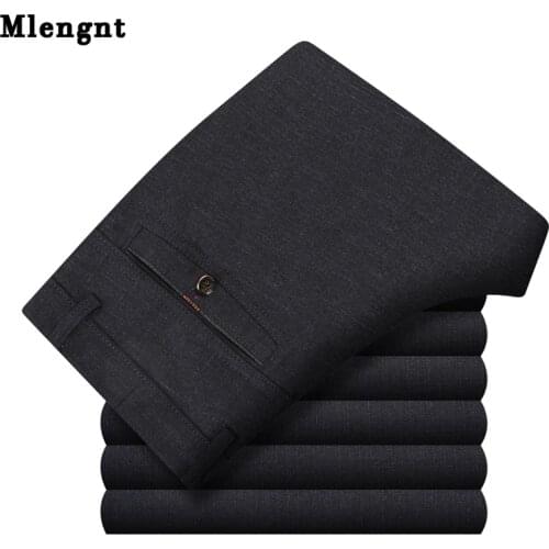 Suit Pants For Men Thick Formal Business Male Baggy Pants Straight Streetwear Stretch Long Trousers Warm Casual Classic For Mens