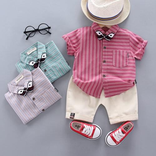 Children Casual Clothes Suit New Summer Kids Boys Girls strips Shirt Shorts 2Pcs/sets Baby Toddler Clothing Infant 0-4 YEARS set