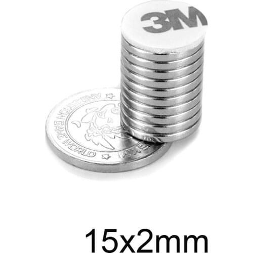 5~150PCS 15x2 Strong Neodymium Disc Magnets With 3M Double-Sided Adhesive Tape 15*2 Permanent Round Magnet 15x2mm