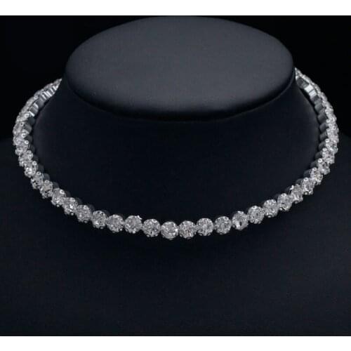 Fashion CZ Crystal Rhinestone Silver Plated Choker Necklace Women Wedding Accessories Luxury AAA Zircon Women Party Jewelry