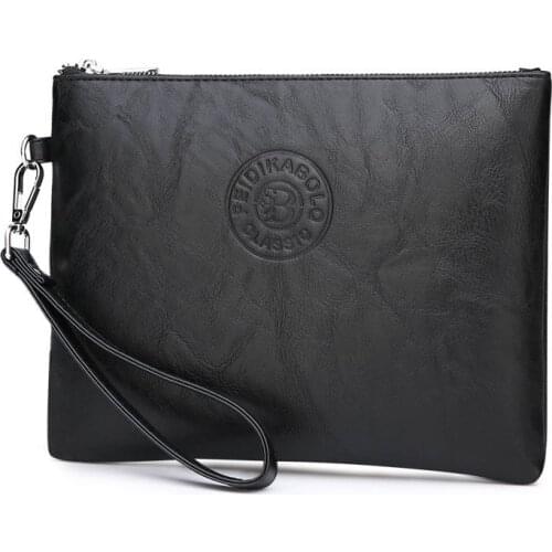 Mens Leather Large Capacity Hand Clush Purse Vintage Wallets Business Black Brown Handbag for IPAD MINI Holder