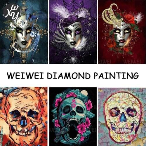 5D Diamond Painting Kits for Adults Skull Cross Stitch Mask Woman Full Drill Embroidery Horrible Diamond Paintings Fantasy Decor
