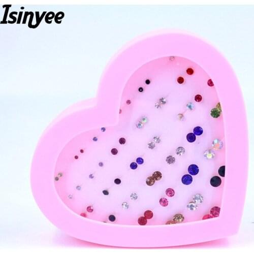 ISINYEE Fashion Tiny Small Crystal Stud Earrings Set For Women Girls Trendy Korean Jewelry Best Gifts 36 Pairs Randomly Mixed