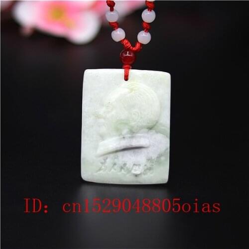 Natural White Chines Jade Maozedong Pendant Necklace Charm Jewellery Fashion Accessories Carved Amulet Gifts for Women Men