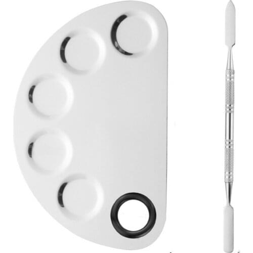 2PCS/SET Semi Circle Moon Shape Mixing Palette Pro Cosmetic Stainless Steel Makeup Art Plate Spatula Set Mayitr FY198