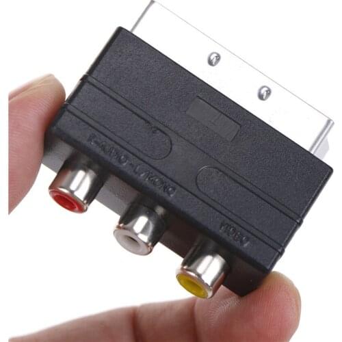 For Video DVD Recorder TV Television Projector Scart to 3 RCA S-Video Adapter Composite RCA Phono Adaptor Converter AV TV Audio