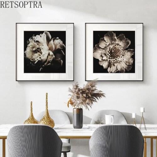 White Peony Flower Print Poster Fashion Style Floral Canvas Wall Art Picture Simplicity Wall Painting Home Hotel Decor
