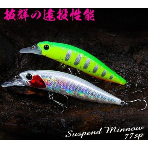 TSURINOYA Jerkbait Suspending Minnow Fishing Lure DW101 77mm 8.5g 0.7-0.9m Pike Bass Artificial Hard Baits Wobbler Lures