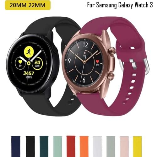 20mm 22mm Watch Band for Samsung Galaxy Watch 3 Active 2 42/46mm Gear S3 Silicone Strap Fit for Hwawei for Amazfit