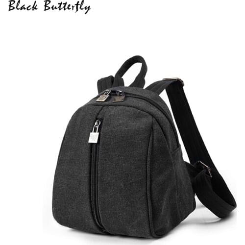 Black Backpack Women Anti-theft Small Bag Canvas Cute Black Butterfly High Quality Female Brand Backpack Travel backpack Bolsa
