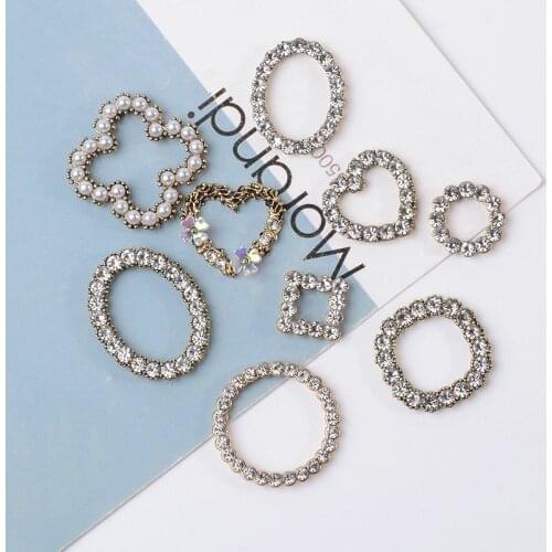 10 Pcs New Round Pearl Rhinestone Alloy Jewelry Flower Plate DIY For Hair Accessories Shoes Clothing Bag Brooch Pin Accessories