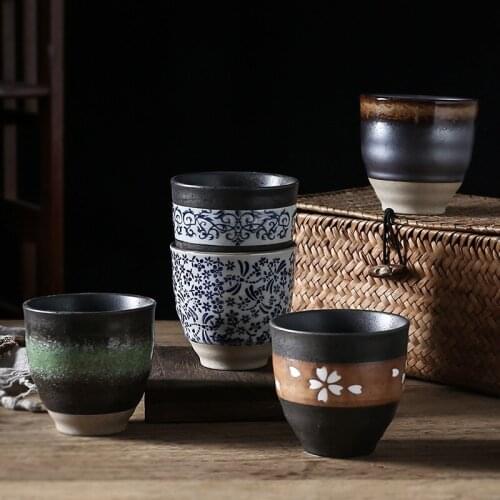 Creative Japanese Style Under Glazed Hand-Painted Ceramic Vintage Tableware Teacup Water Cup Retro Small Wine Cup Dinkware