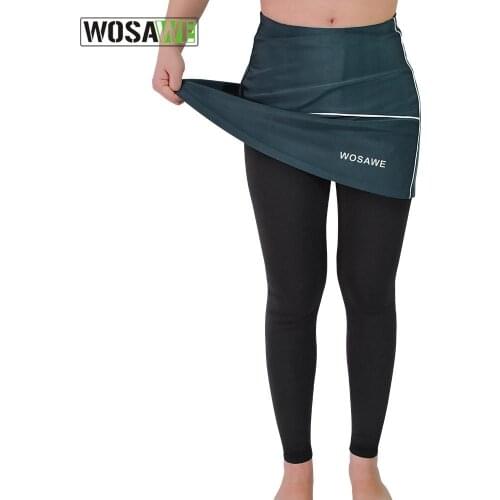 WOSAWE Cycling Pants For Women Breathable Mtb Cycling Skirt Pants Bicycle Riding Gel Pad Bike Long Tights Elastic Band Waist