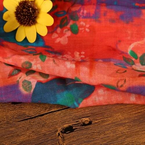 High grade redfly ramie printed cotton fabric Wedding Dress Tulle Skirt Material fabrics for patchwork kumas telas por metros