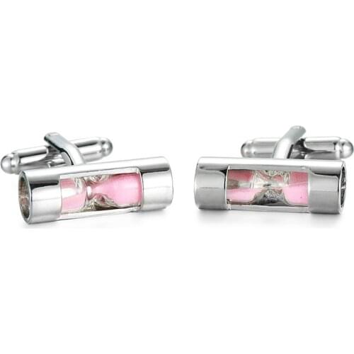 Hot Selling Business Pink hourglass Cufflinks For Mens Brand Jewelry High Quality Classic old timer Cuff links Wedding cuffs