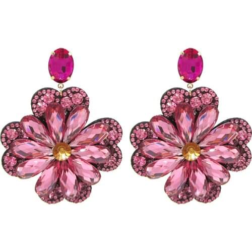 New Earrings 2021 Jewelry Exaggerated Big Drop Earrings Statement Sun Flower Rhinestone Earring for Women Brincos