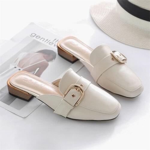 Ladies Slippers And Sandals Women Slippers Summer Fashion Mules Shoes Women Female Slippers Leather Shoes Women Big Size 43 Buty