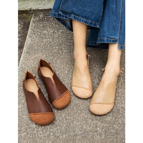 2021 new soft sole shoes women retro womens shoes big toe casual flat shoes