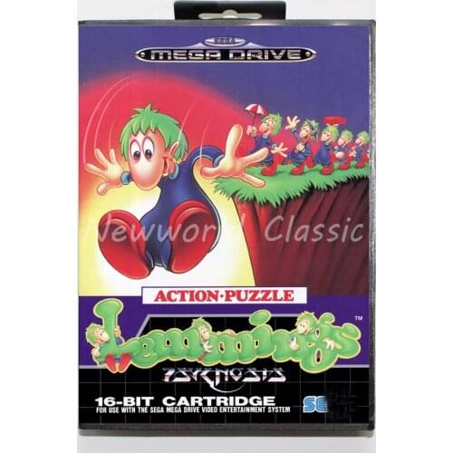 Lemmings 16 bit For Genesis MD Game Card With Box For Sega Mega Drive For Genesis