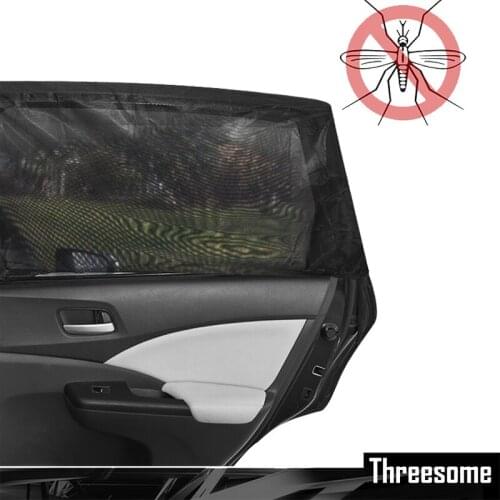 SRXTZM 2Pcs Car Rear Side Window Sun Shade Mesh Fabric Sun Visor Shade Cover Shield UV Protector Black Auto Sunshade Curtain