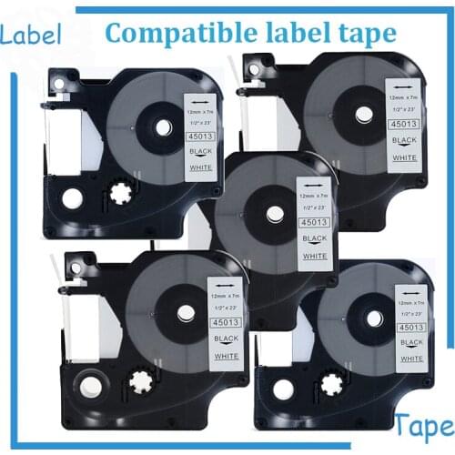 5 pcs/lot high quality Compatible Dymo D1 45013 Black on White 12mmx7m for Dymo Label manager maker 160/210D/260P/280