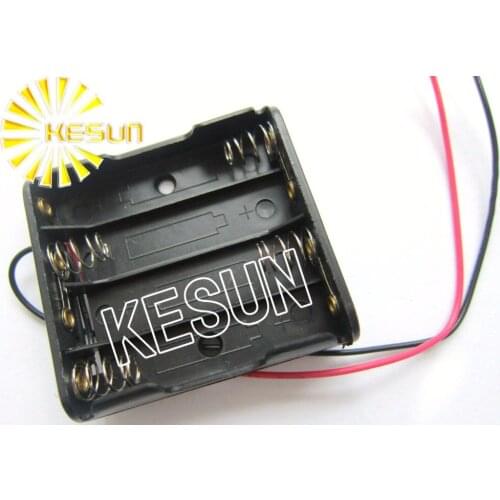 50PCS x 4x AAA 6V Plastic Black Battery Storage Case Box Holder Socket With150mm Wire Leads