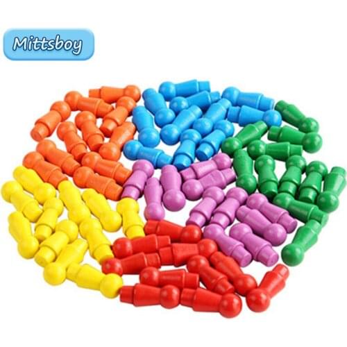 66Pcs/Set Baby Clapper Montessori 11*27mm Chess Game Pieces Accessories Wood Pawn Chess Card Pieces For Board Game Education Toy