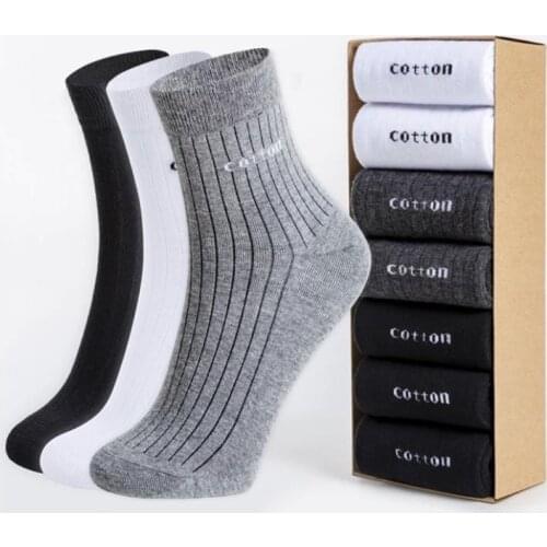 7pairs/Mens Cotton Socks Breathable Comfortable Business Socks Tube Socks Cotton Sweat-Absorbent Trend High-Quality Mens Socks