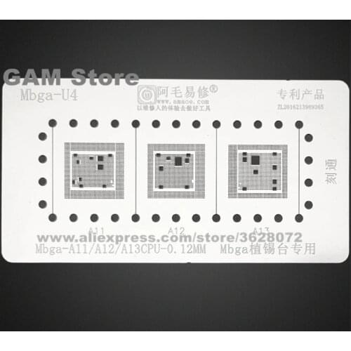 A11 A12 A13 CPU BGA Stencil For iPhone 8 X XS Max 11 Pro Bottom Layer IC Reballing Pin Solder Tin Plant Net Steel Mesh MBGA-U4