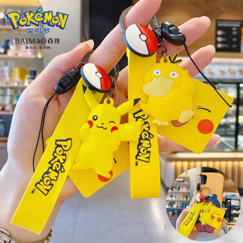 Pokémon Anime Figures Pikachu Squirtle Charmander Bulbasaur Psyduck PVC Keychain Key Ring Pendant Childrens Toy Birthday Gifts