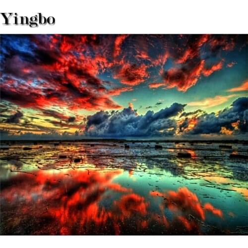 Color cloud seascape 5d diy diamond painting kits Full square round drill diamond embroidery mosaic cross stitch diamond art