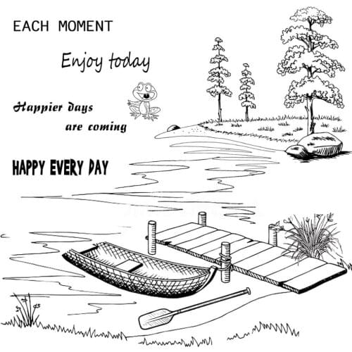 DABOXIBO Shore Boat With Trees Clear Stamps Mold For DIY Scrapbooking Cards Making Decorate Crafts 2020 NEW Arrival