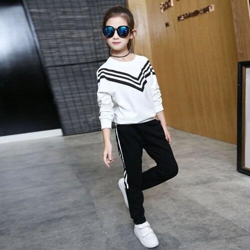 Kids Girls Clothing Sets Autumn Sportswear Long Sleeve Pullover Sweatshirt+Pants 2pcs Sport Suit School Uniform for Girls