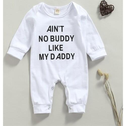 Newborn Letter Print Romper Toddler Casual Long Sleeve Round Neck Romper for Baby Boys Girls 0-18 Months