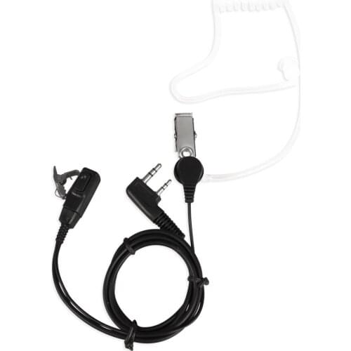 In-Ear Speaker 2 Pin Acoustic Tube Headset PTT Mic Earpiece for Baofeng for Kenwood Radio