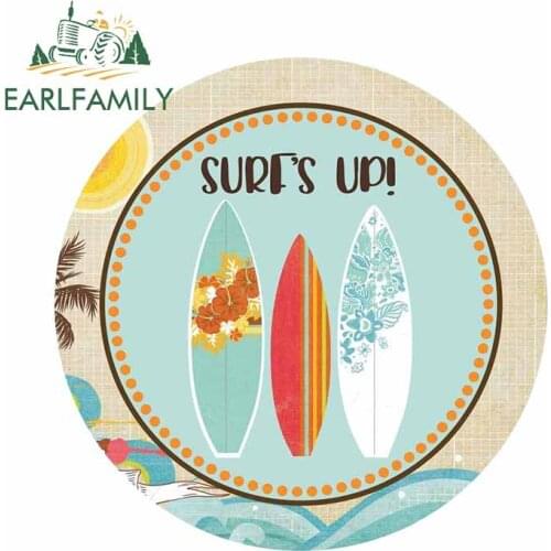 EARLFAMILY 13cm x 12.9cm For Surfer Up Car Truck Stickers Cartoon Decal Car Door Protector Suitable for SUV RV Custom Printing
