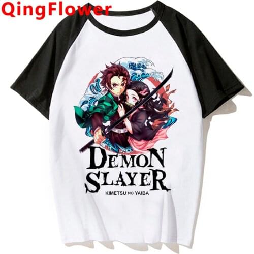 Kawaii Anime Demon Slayer Tanjirou Kamado T Shirt Men Kimetsu No Yaiba Cute Nezuko Rengoku T-shirt Funny Graphic Tshirt Male