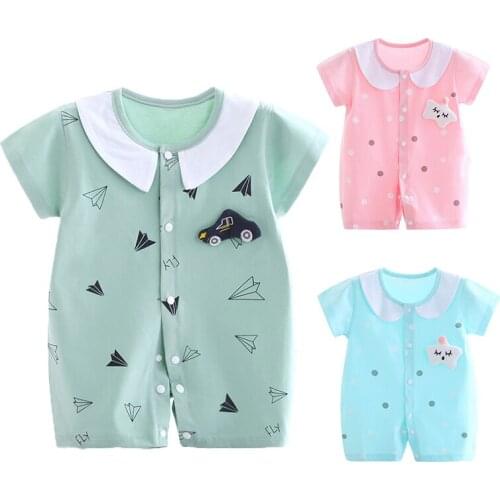 Baby Girl Boy Romper Clothes Solid Button Summer Newborn Jumpsuit Baby Romper Set Cotton Jumpsuit Kids Clothing Outfits Casual