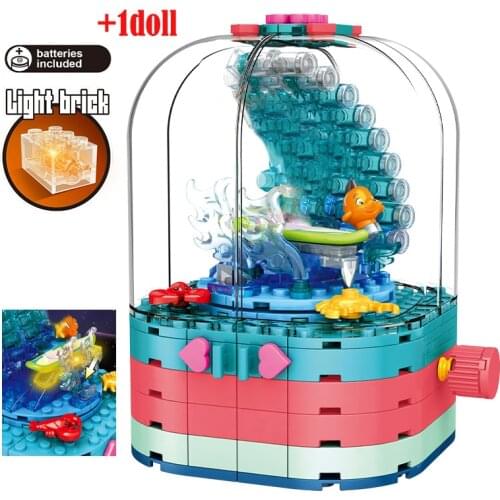 City Beach Hut Friends House Car Building Blocks Creative Water Park Rotate Box Beach Slide Figures Bricks Gifts Toys For Girls