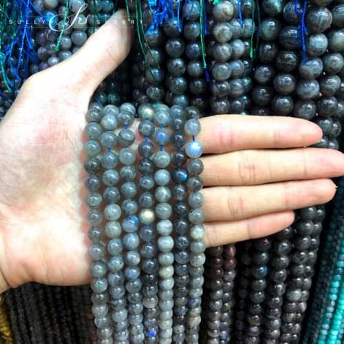 High Quality Natural Genuine Blue Labradorite Semi Precious Round Loose Stone Beads 4 6 8 10 12MM Accessories For Jewelry Making