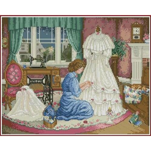Mother a woman to do the wedding dress wedding dress Needlework Cross stitch,Embroidery kits,Cross-Stitching,DIY Handmade