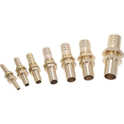 Copper Pipe 6 8 10 12 14 16mm ID Hose Barb Bulkhead Brass Barbed Tube Pipe Fitting Coupler Connector Adapter For Fuel Gas Water
