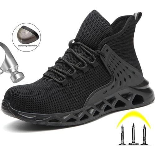 2021 Breathable Mens Safety Shoes Steel Toe Safety Boots Male Work Sneakers Puncture-Proof Work Boots Men Shoes Free Shipping