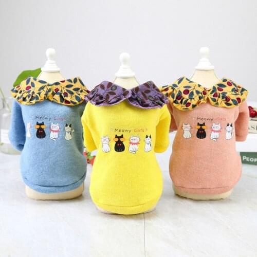 New Doll Collar Warm Dog Clothes Puppy Pet Cat Clothes Sweater Jacket Coat Winter Fashion Soft for Small Dogs Chihuahua
