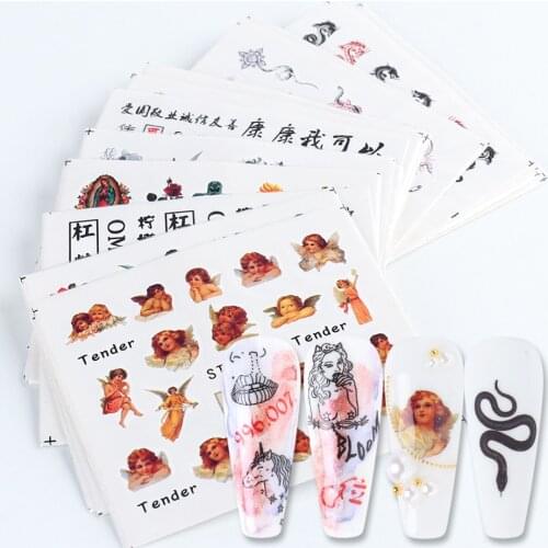 1pcs/4pcs Nail Art Decals Water Transfer Sticker Dark Snake Dragon Angel Design Manicure Decoration Slider Wrap LYSTZ1114-1137-1