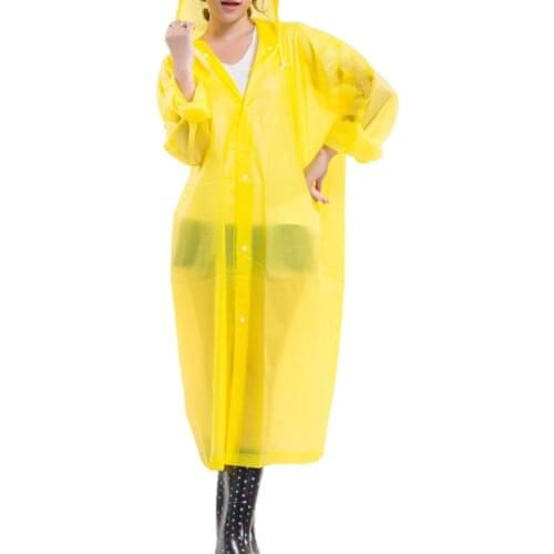 7 Colors Hiking Protective Raincoat Solid Button Down Hooded Poncho Adult Universal Thickened EVA Rainwear Rain Gear