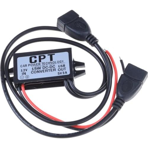 DC DC Converter 12V To 5V 3A Dual USB Output Jack Car Power Regulator Voltage Step Down Module Power Supply
