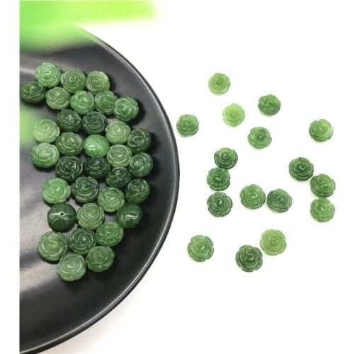 Drop Shipping 1pc Natural Green Jade Emerald Rose Flowers Shaped Crystal Stones Crafts Decor Natural Stones and Crystals
