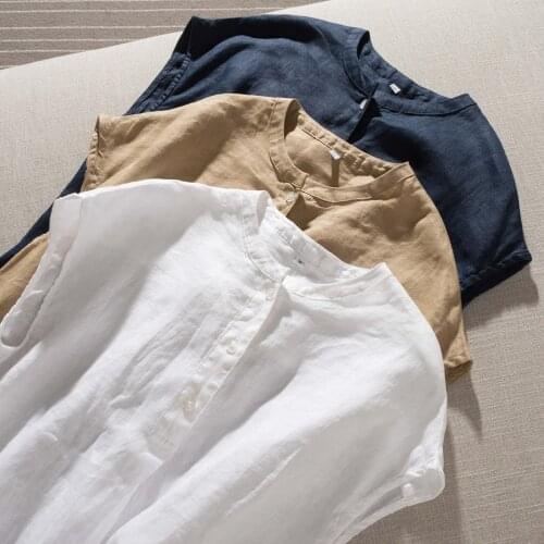 Summer Women Casual Loose All-match Basic Japanese Style Soft Comfortable Pullover 14*17 Linen Shirts/Blouses