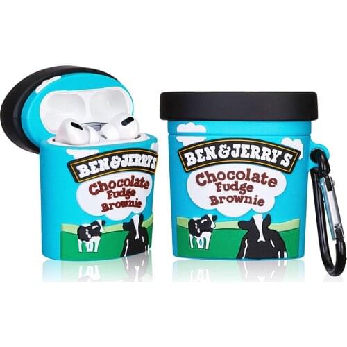 Milk Cow Icecream Cute Cartoon Earphone Case for Kids Girls Teens Boys Funny Silicone Protective Cover for Airpod 1 2 Pro